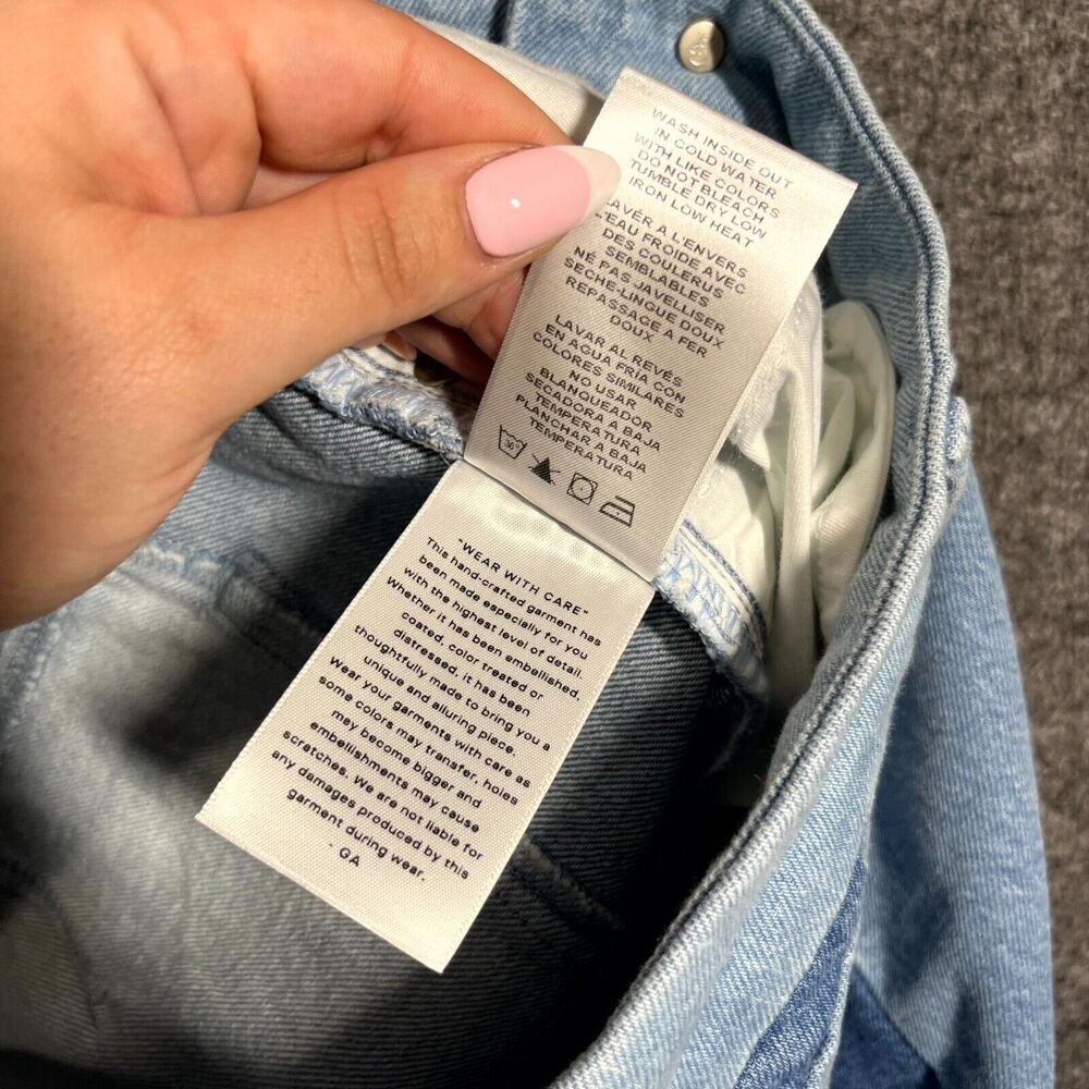 Good American Womens Blue Icon Patchwork Denim Straight Jeans 15 90s 34x27.5 - Picture 5 of 10